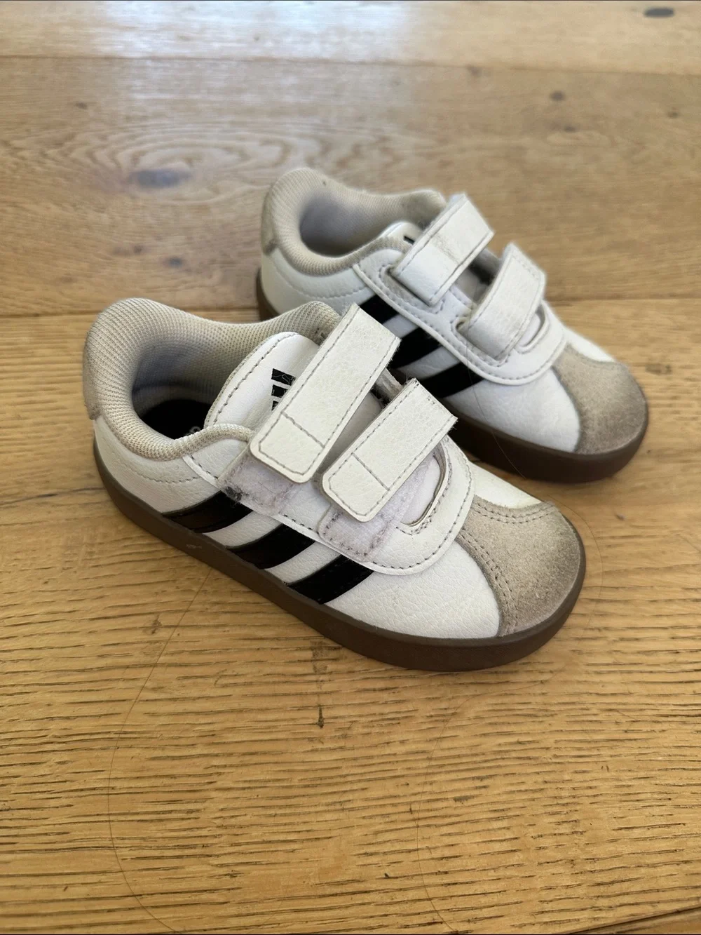 Adidas Kids White and Black Velcro Sneakers toddler 7